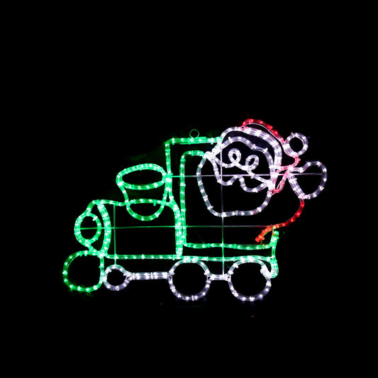 LED figure - Santa on his train - 82x55 cm